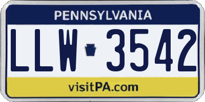 PA license plate LLW3542