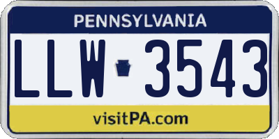 PA license plate LLW3543