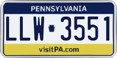 PA license plate LLW3551