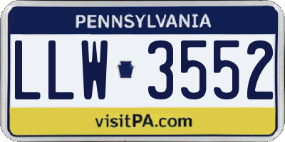 PA license plate LLW3552