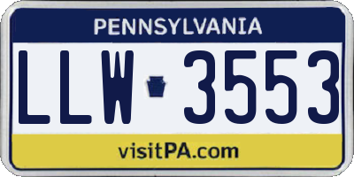 PA license plate LLW3553