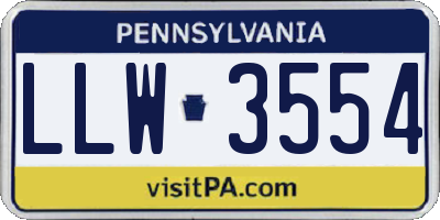 PA license plate LLW3554