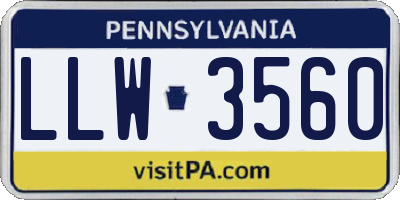 PA license plate LLW3560