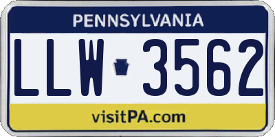 PA license plate LLW3562