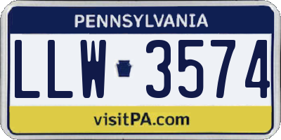 PA license plate LLW3574