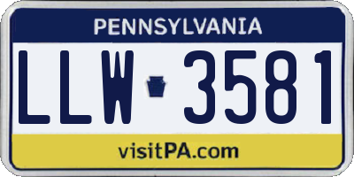 PA license plate LLW3581