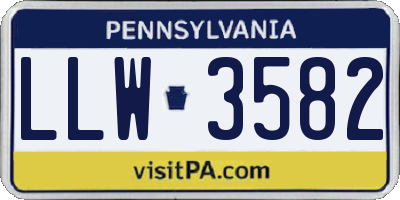 PA license plate LLW3582