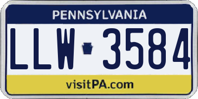 PA license plate LLW3584