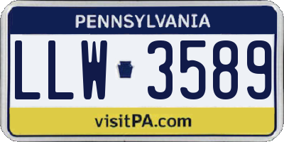 PA license plate LLW3589