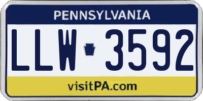 PA license plate LLW3592