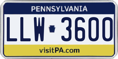 PA license plate LLW3600