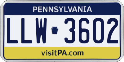 PA license plate LLW3602