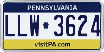 PA license plate LLW3624