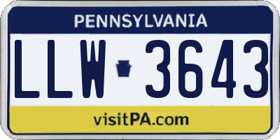 PA license plate LLW3643
