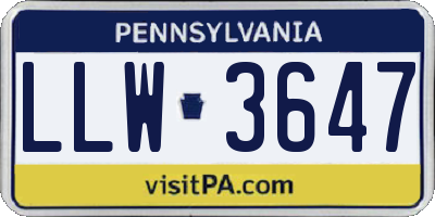 PA license plate LLW3647