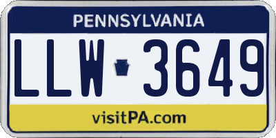 PA license plate LLW3649