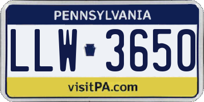 PA license plate LLW3650
