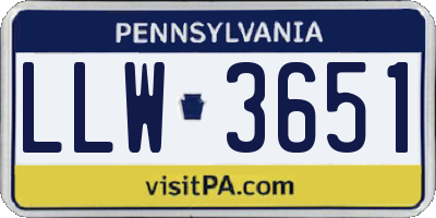 PA license plate LLW3651