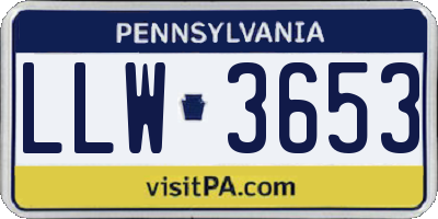 PA license plate LLW3653