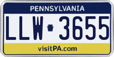 PA license plate LLW3655