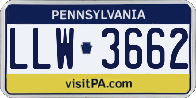 PA license plate LLW3662