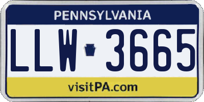 PA license plate LLW3665