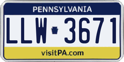PA license plate LLW3671