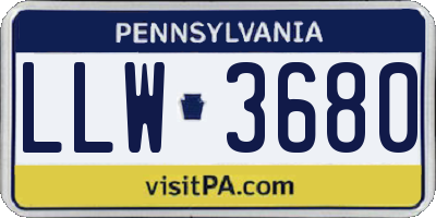 PA license plate LLW3680