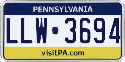 PA license plate LLW3694