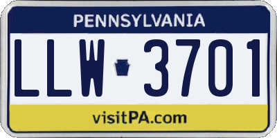 PA license plate LLW3701