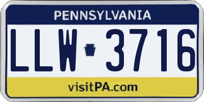 PA license plate LLW3716