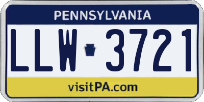 PA license plate LLW3721