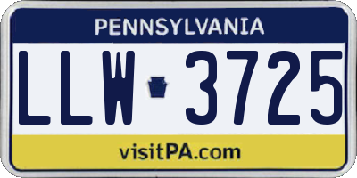 PA license plate LLW3725