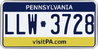 PA license plate LLW3728