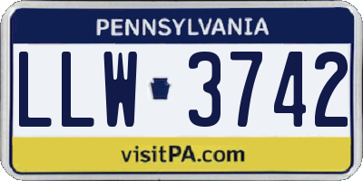 PA license plate LLW3742