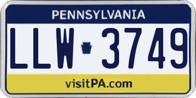 PA license plate LLW3749