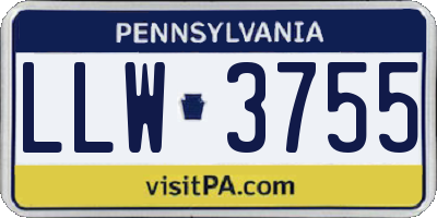 PA license plate LLW3755