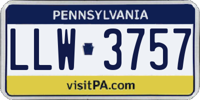 PA license plate LLW3757