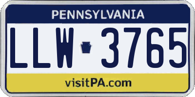 PA license plate LLW3765