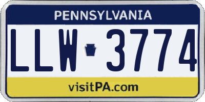 PA license plate LLW3774