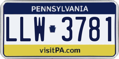 PA license plate LLW3781