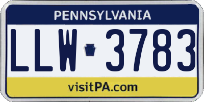 PA license plate LLW3783