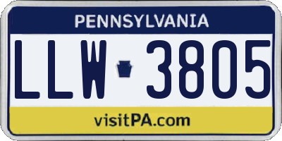 PA license plate LLW3805