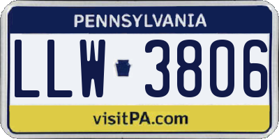 PA license plate LLW3806