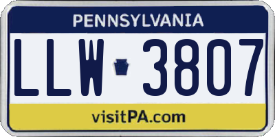 PA license plate LLW3807