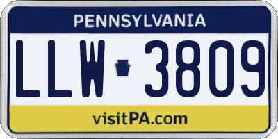 PA license plate LLW3809