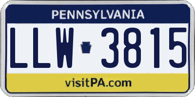 PA license plate LLW3815