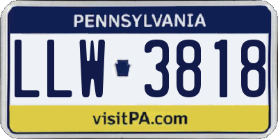 PA license plate LLW3818