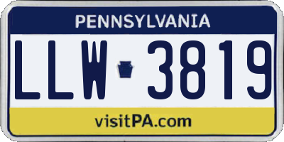 PA license plate LLW3819