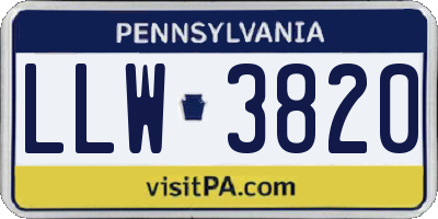 PA license plate LLW3820